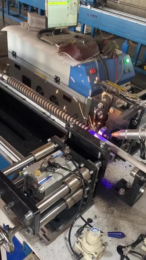 Laser welding of heat exchanger finned tubes
